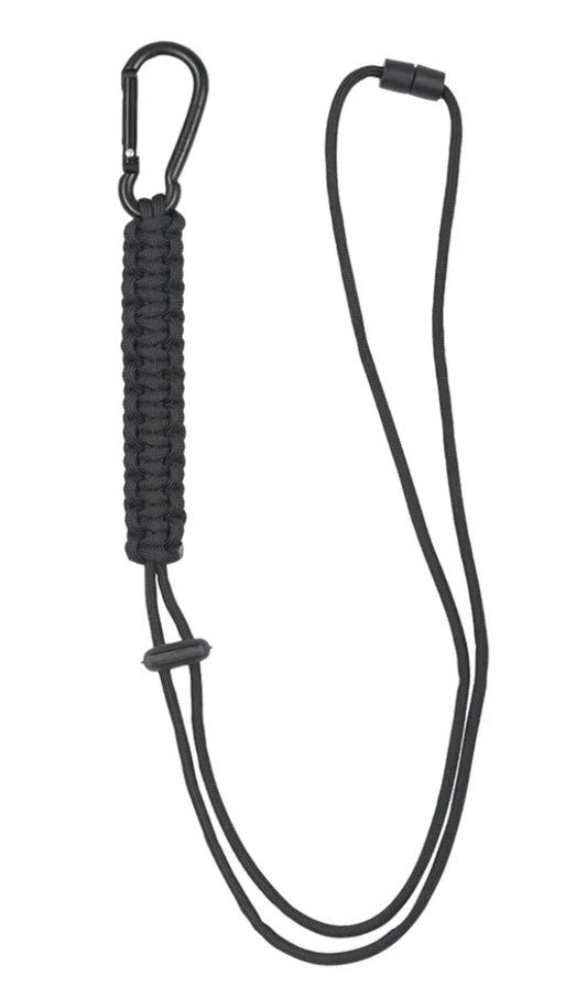 Black Paracord Lanyard – Șnur Tactic Negru cu Carabinieră Mare și Fir Paracord de 260 cm