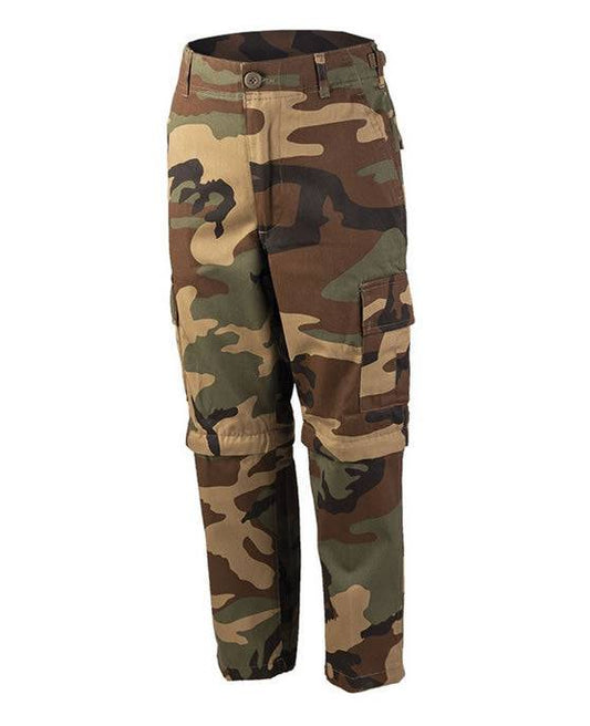 Pantaloni Copii Bdu Zip-Off Camuflaj Wooland
