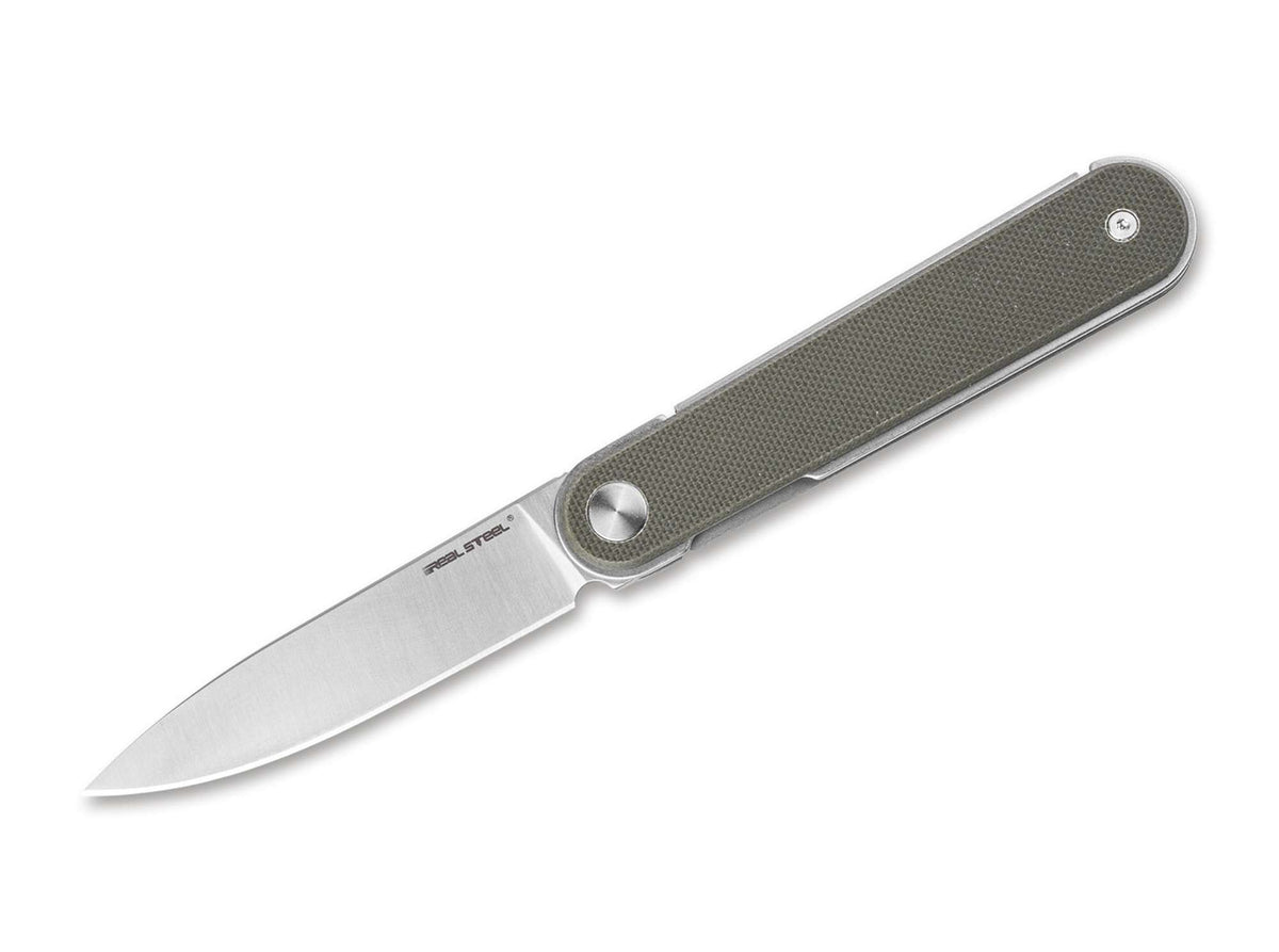 Briceag Real Steel Iris Front Flipper G10 OD Green – Cuțit EDC Slim, Ușor și Modern