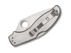 Briceag Spyderco UpTern Silver PlainEdge – Cuțit EDC Fiabil, Simplu și Extrem de Practic
