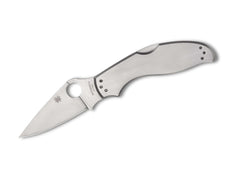 Briceag Spyderco UpTern Silver PlainEdge – Cuțit EDC Fiabil, Simplu și Extrem de Practic