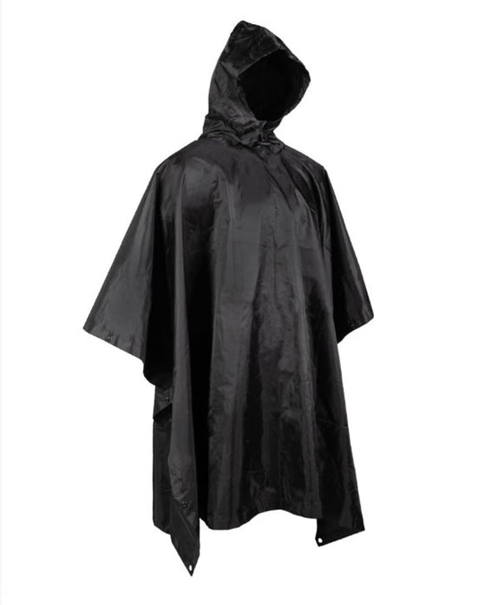 Poncho de Ploaie „BASIC” Ripstop Negru – 260g: Ușor, Versatil, Esențial