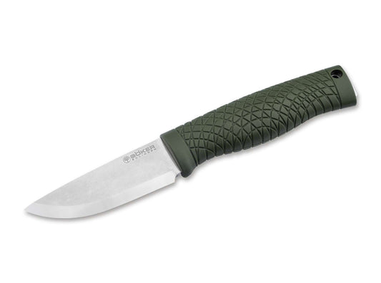 Cuțit Böker Bronco Mini CPM-3V Green Scandi – Bushcraft Compact, Extrem de Rezistent