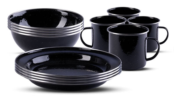 Set Veselă Emailată Western 12 Piese – Negru