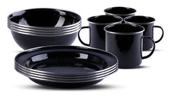 Set Veselă Emailată Western 12 Piese – Negru