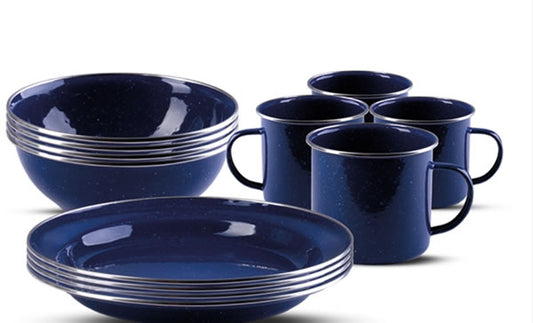 Set Veselă Emailată Western 12 Piese – Albastru