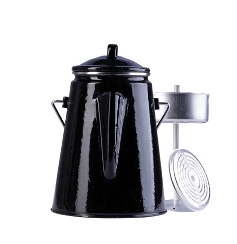Cafetieră Emailată cu Percolator Neagra – 2L