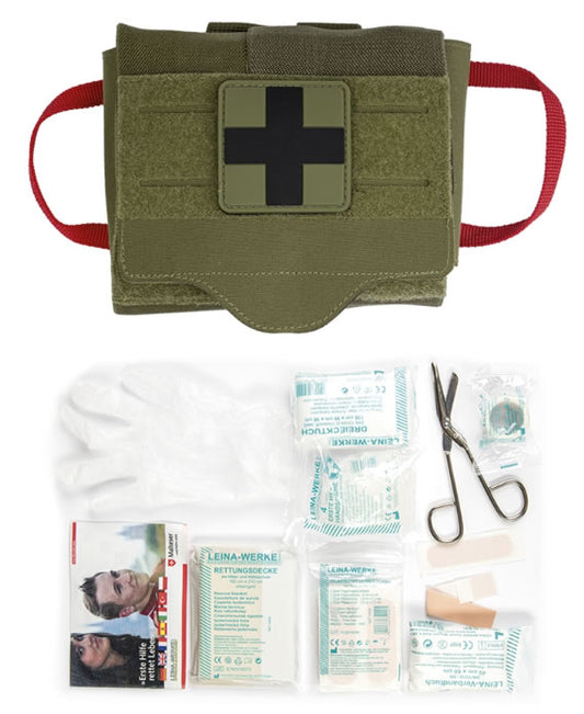 Trusă Medicală IFAK Quick Draw Pack 25 Piese Oliv – Kit Complet de Prim Ajutor pentru Situații de Urgență