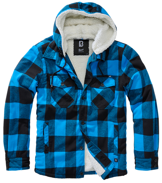 Geaca Lumber Hooded Black/Blue Gingham Brandit - Caldura Urbana Versatila