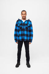 Geaca Lumber Hooded Black/Blue Gingham Brandit - Caldura Urbana Versatila