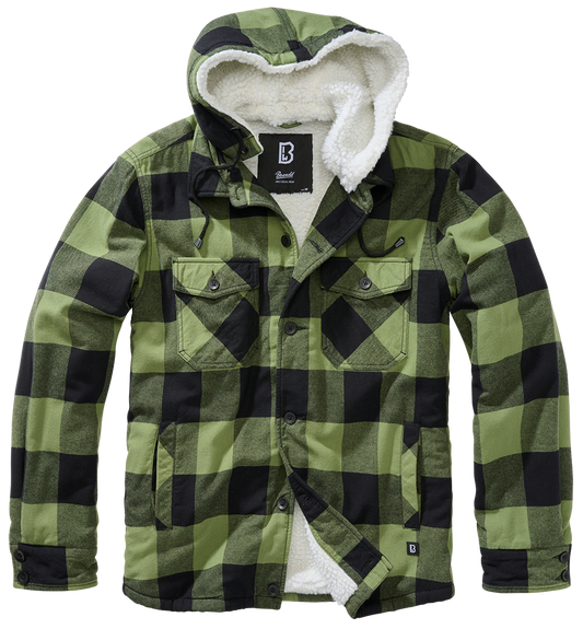 Geaca Lumber Hooded Black/Olive Gingham Brandit - Caldura si Stil Autentic