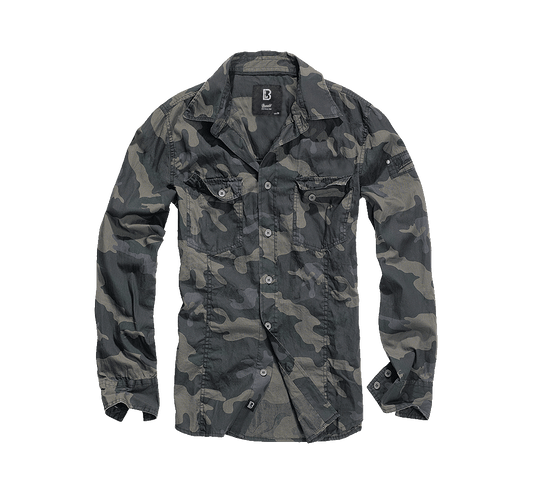 Camasa Slim Fit Long Sleeve Dark Camo Brandit - Adaptabilitate Urbana