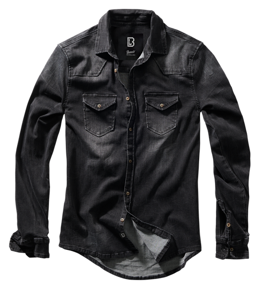 Camasa Riley Denim Long Sleeve Negru Brandit - Stil Durabil