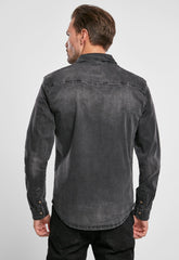 Camasa Riley Denim Long Sleeve Negru Brandit - Stil Durabil