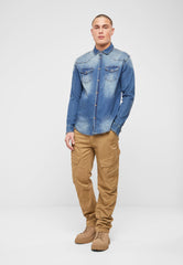 Camasa Riley Denim Long Sleeve Denim Blue Brandit - Versatilitate Zilnica