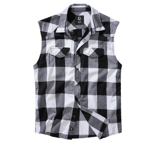 Camasa In Carouri Sleeveless White/Black Checkered Brandit - Stil Versatil Urban
