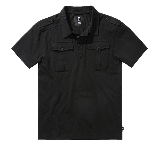 Tricou Polo Jon Short Sleeve Negru Brandit - Confort Tactic Zilnic