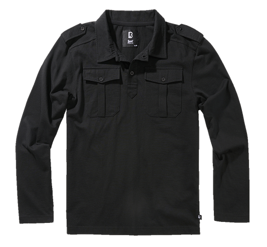Bluza Polo Willis Long Sleeve Negru Brandit - Confort Tactic Zilnic