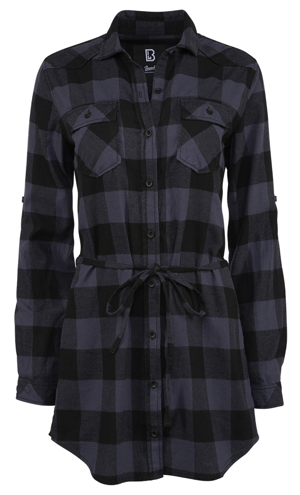 Lucy Longshirt Long Sleeve Black/Grey Gingham Dama Brandit - Stil Casual Versatil