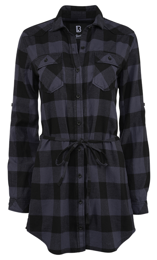 Lucy Longshirt Long Sleeve Black/Grey Gingham Dama Brandit - Stil Casual Versatil