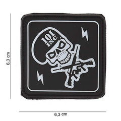 Emblemă 101 INC Skull/Gun 3D PVC - Negru | Cu Scai