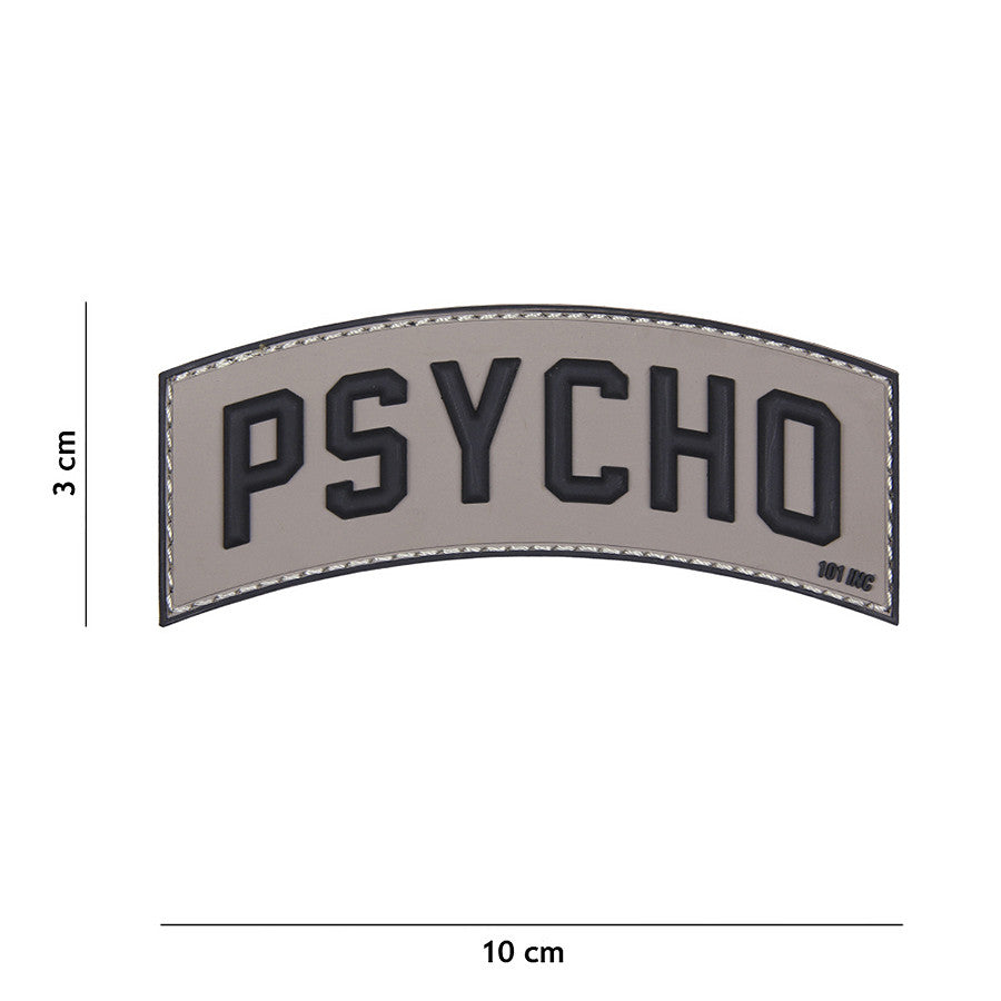 Emblemă 3D PVC "Psycho" - Gri | Velcro, Rezistent