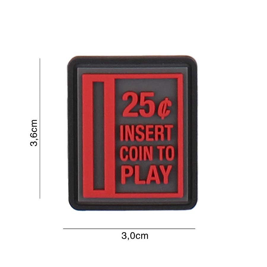 Emblemă Insert Coin To Play #5099 - Roșu | 3D, Velcro