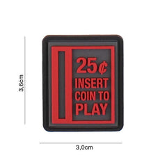 Emblemă Insert Coin To Play #5099 - Roșu | 3D, Velcro