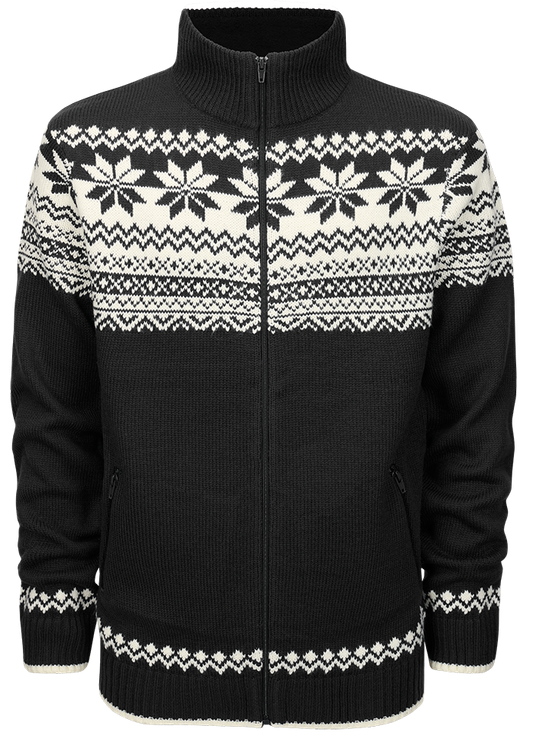 Cardigan Norwegian Negru Brandit - Caldura Esentiala