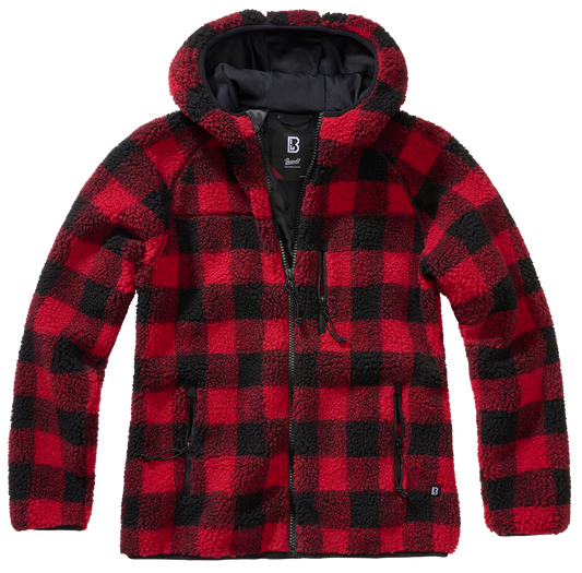 Hanorac Teddyfleece Hooded Red/Black Checkered Dama Brandit - Caldura si Stil Autentic
