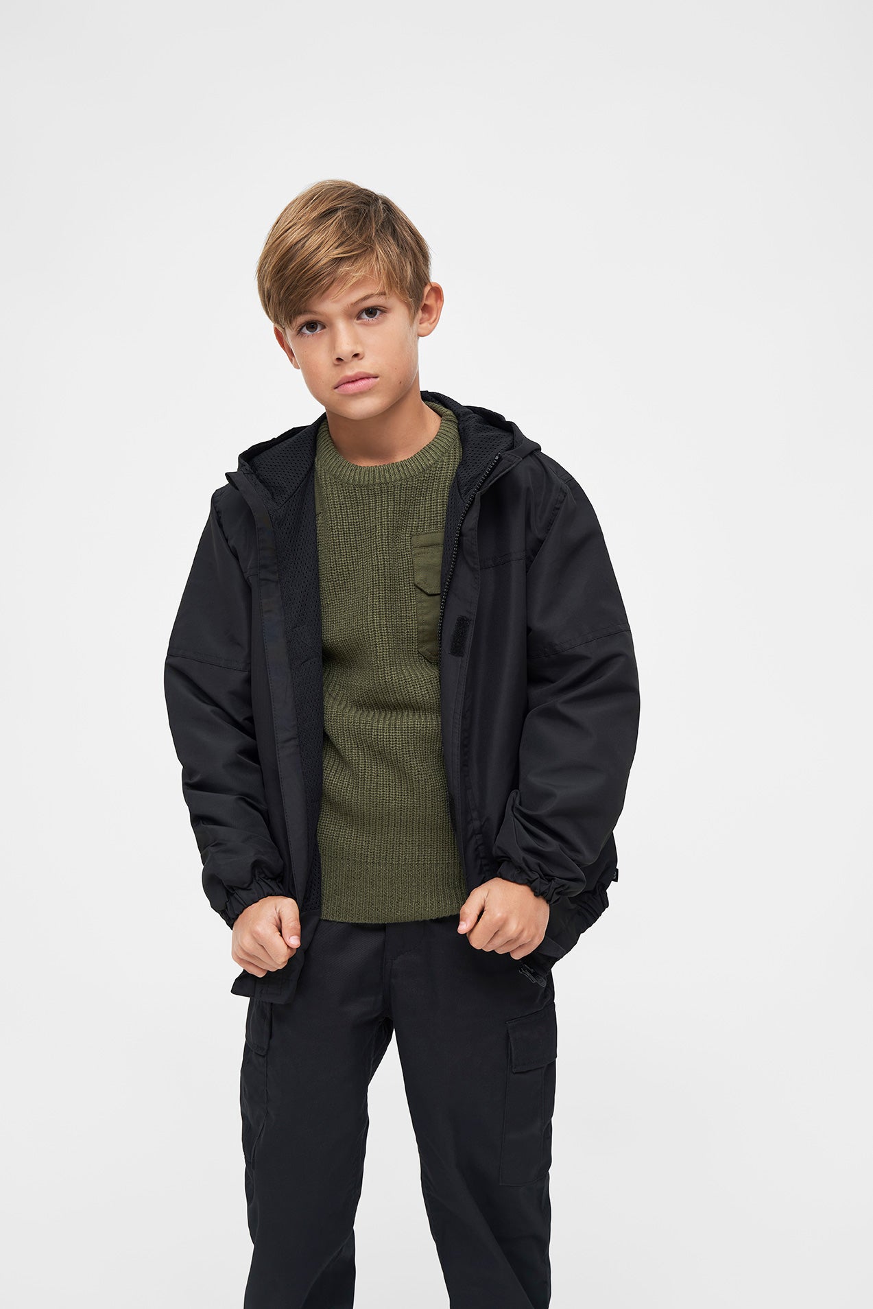 Geaca de Vant Summer Frontzip Negru Copii Brandit - Confort Activ