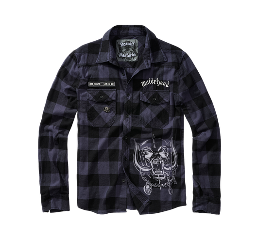 Camasa In Carouri Motörhead Long Sleeve Black/Grey Gingham Brandit - Stil Rebel Autentic
