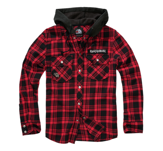Camasa In Carouri Iron Maiden Sweathood Eddy Dark Red/Black Brandit - Atitudine