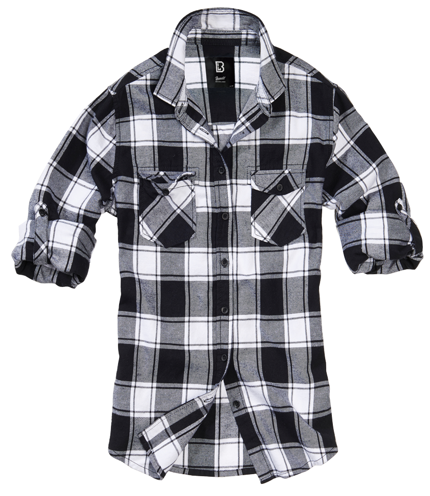 Camasa Flanela Amy Long Sleeve White/Black Checkered Dama Brandit - Confort Casual Robust