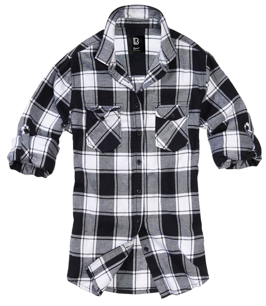 Camasa Flanela Amy Long Sleeve White/Black Checkered Dama Brandit - Confort Casual Robust