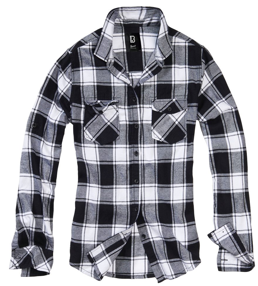 Camasa Flanela Amy Long Sleeve White/Black Checkered Dama Brandit - Confort Casual Robust