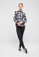 Camasa Flanela Amy Long Sleeve White/Black Checkered Dama Brandit - Confort Casual Robust