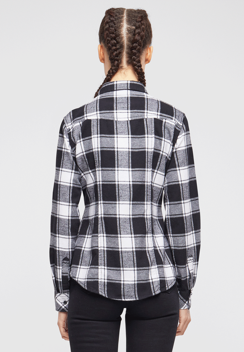 Camasa Flanela Amy Long Sleeve White/Black Checkered Dama Brandit - Confort Casual Robust