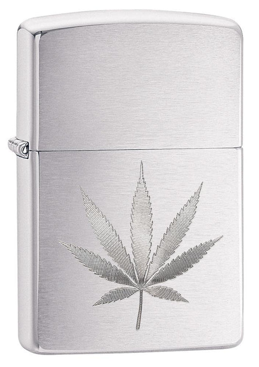 Bricheta originala Zippo Chrome Marijuana Leaf Design