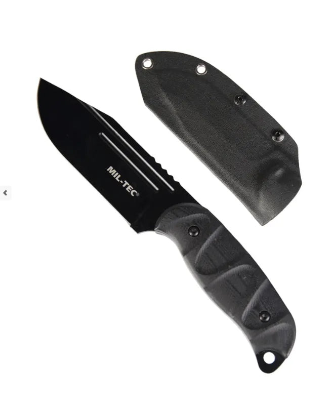 BLACK COMBAT KNIFE G10 cu Teacă KYDEX® – Cuțit Tactic Solid, Fixare Versatilă