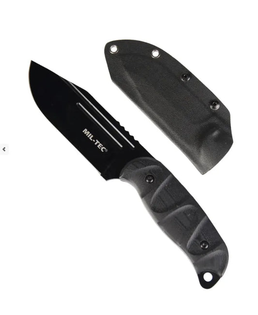BLACK COMBAT KNIFE G10 cu Teacă KYDEX® – Cuțit Tactic Solid, Fixare Versatilă