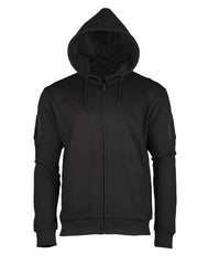 BLACK TACTICAL HOODIE WITH ZIPPER – Hanorac tactic negru, stil urban cu funcționalitate militară