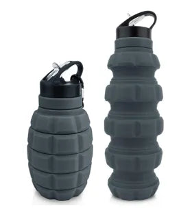 Bidon Extensibil Din Silicon Tip Grenada 580 ml Gri