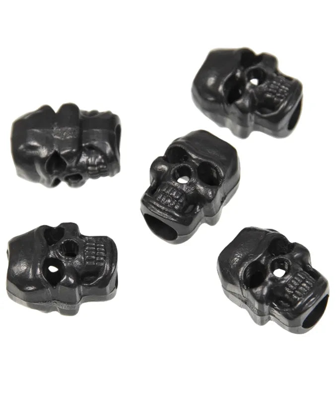 Black Cord Stopper Skull – Set de Opritoare de Șnur Negre în Formă de Craniu