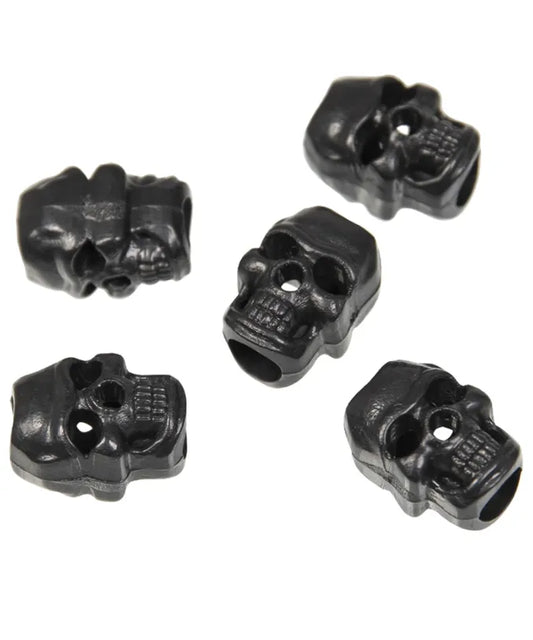 Black Cord Stopper Skull – Set de Opritoare de Șnur Negre în Formă de Craniu