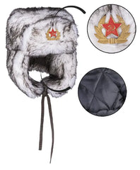 Căciulă Rusească de Iarnă Albă „Shapka” – Protecție Arctică, Stil Militar Sovietic