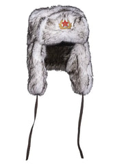 Căciulă Rusească de Iarnă Albă „Shapka” – Protecție Arctică, Stil Militar Sovietic