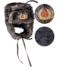 Căciulă Rusească de Iarnă Neagră „Shapka” – Căldură Extremă în Stil Clasic Sovietic