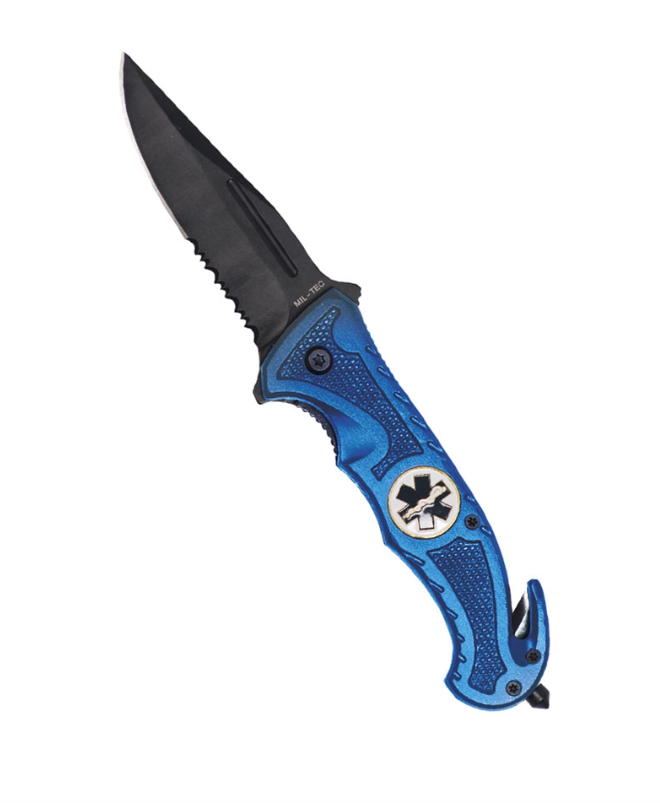 BLUE CAR KNIFE ‘RESCUE’ – Briceag Tactic de Salvare, Albastru, cu Funcții de Urgență