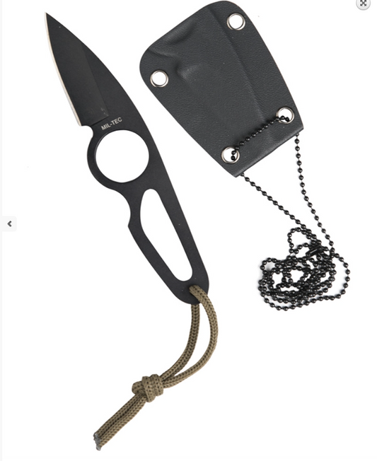 NECK KNIFE cu Lanț – 16 cm, Oțel Inoxidabil, cu Teacă Kydex®